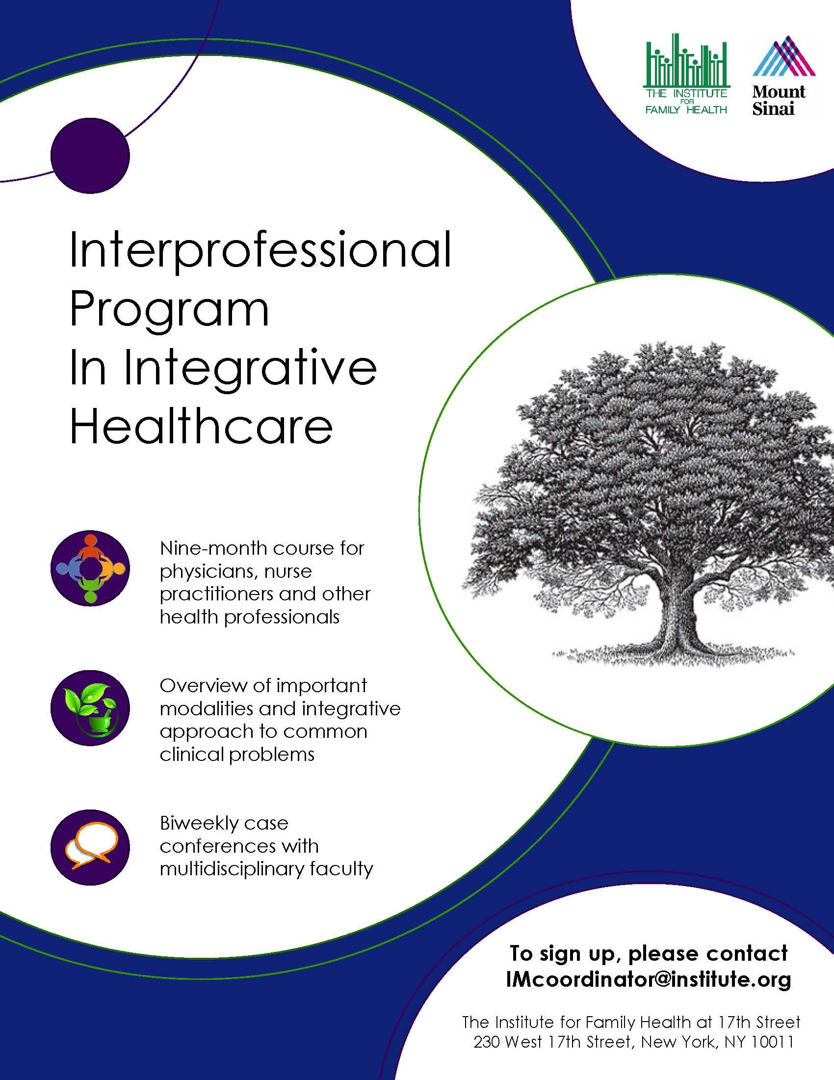 Page with information about the Interprofessional Program in Integrative Healthcare